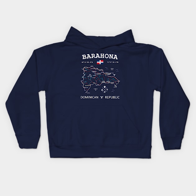 Barahona Dominican Republic Map Kids Hoodie by French Salsa